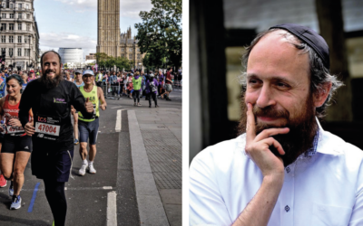 Rabbi Mendy Korer running the London Marathon and in more contemplative mood