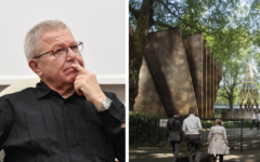 Daniel Libeskind, the son of Holocaust survivors, and a view of the proposed memorial in Victoria Tower Gardens, Westminster.  Picture: Alamy