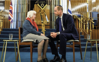 Prince William with 94-year-old Holocaust survivor Renee Salt at the Western Marble Arch Synagogue