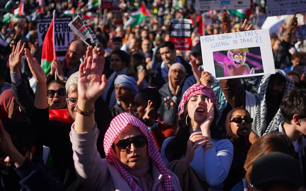 People taking part in Stop the Genocide in Gaza national demonstration in central London. Picture date: Saturday March 30, 2024. PA Photo.
