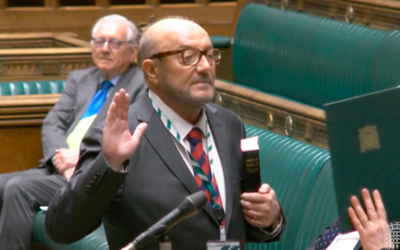 George Galloway takes seat in Commons. He was an MP on this occasion for less than five months. (pic Hoc)