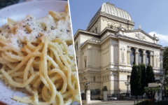 Tonnarelli Cacio e Pepe and the Great Synagogue in Rome, completed in 1904 Tonnarelli Cacio e Pepe and the Great Synagogue in Rome, completed in 1904