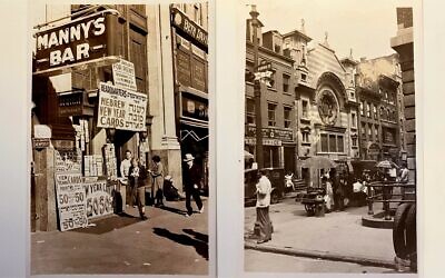 A photograph of a business selling Rosh Hashanah cards on the Lower East Side in 1936 and a photograph of the Eldridge Street Synagogue taken in 1930, both by Percy Loomis Sperr. (Courtesy Irma and Paul Milstein Division of United States History, Local History and Genealogy, The New York Public Library.)