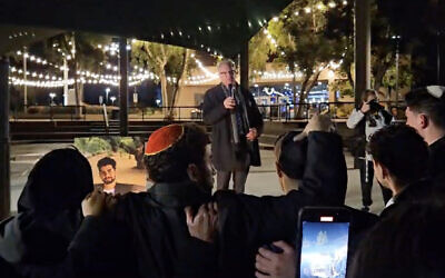 El Cajon, California, Mayor TK speaks at a vigil in memory of Dr. Benjamin Harouni, a Jewish dentist who was murdered at his practice on Feb. 29, 2024, in El Cajon, March 3, 2024. (Screenshot from video)