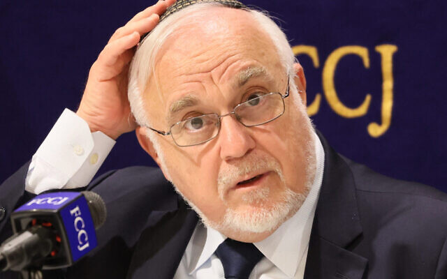 Rabbi Abraham Cooper, director of the Simon Wiesenthal Center, is seen here during a visit to Tokyo in January 2023. (Photo by Yoshikazu Tsuno/Gamma-Rapho via Getty Images)