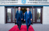 Foreign Secretary Lord David Cameron meets his Kazakh counterpart Murat Nurtleu at the Ministry of Foreign Affairs in Astana, Kazakhstan, during his five day tour of the Central Asia region. Picture date: Wednesday April 24, 2024. PA Photo. See PA story POLITICS Cameron. Photo credit should read: Stefan Rousseau/PA Wire