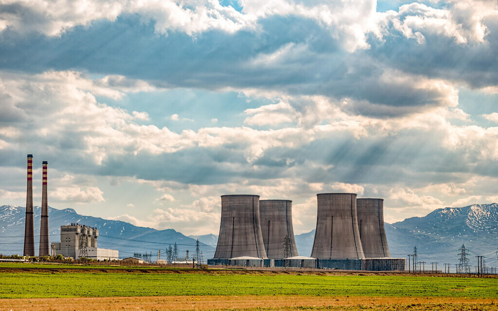 Cooling towers of nuclear power plant in Arak, Iran.