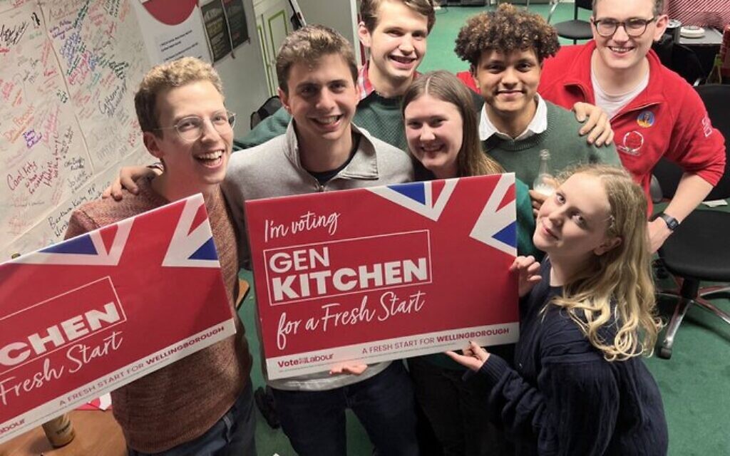 Victorious Young Labour national chair Jack Lubner, (centre)
