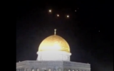 Iranian missiles shot down by Israel's Iron Dome near the Dome of the Rock in Jerusalem.