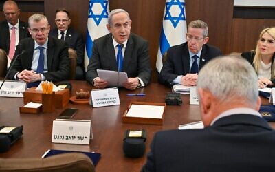 Prime Minister Netanyahu at a cabinet meeting, April 7, 2024. Credit: GPO