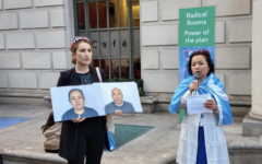 Rahima Mahmut campaigns outside the Chinese embassy in London Rahima Mahmut campaigns outside the Chinese embassy in London