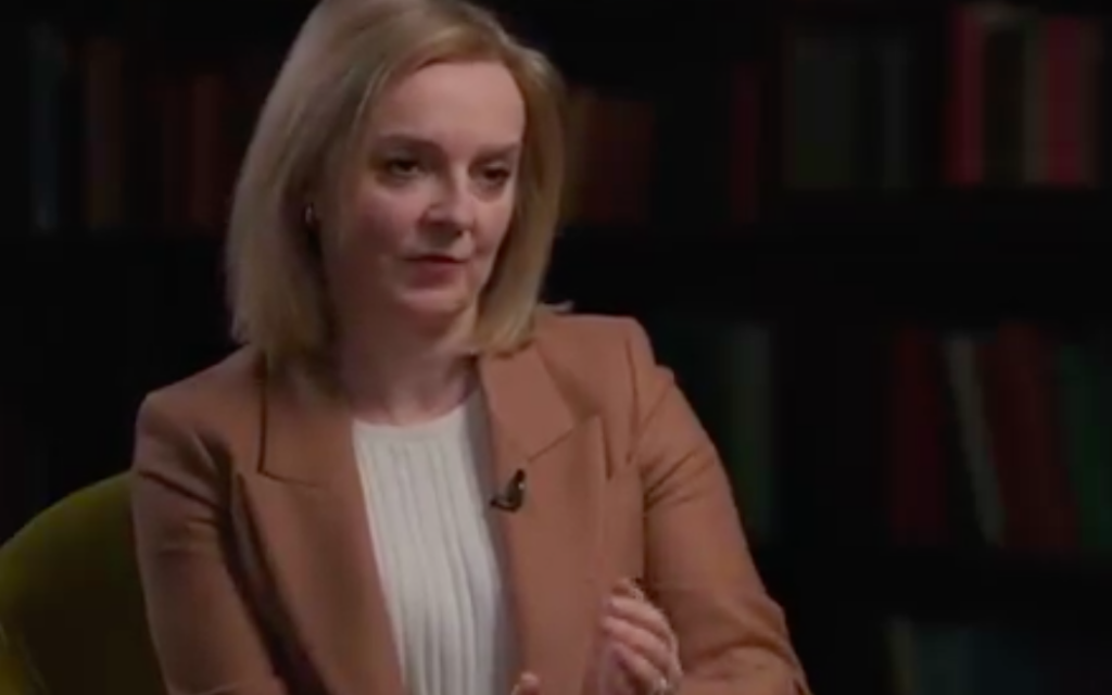 Liz Truss speaks to ITV's Robert Peston