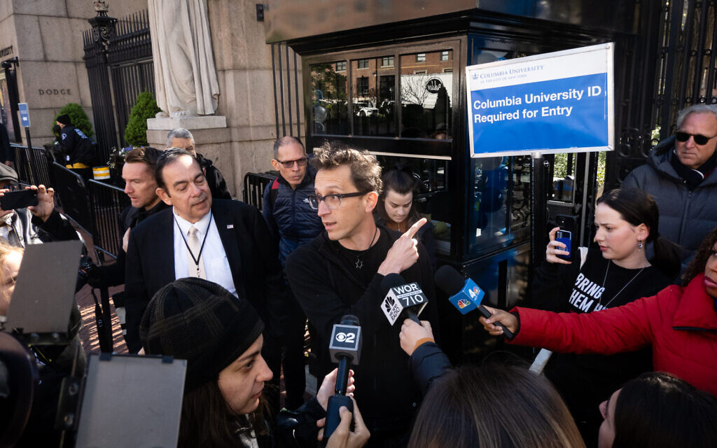 Israeli professor Shai Davidai outside Columbia University, April 22, 2024. (Luke Tress)