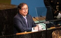 New York, United States. 20th Sep, 2022. Gustavo Petro Urrego President of the Republic of Colombia speaks at 77th General Assembly of the United Nations at UN Headquarters (Photo by Lev Radin/Pacific Press) Credit: Pacific Press Media Production Corp./Alamy Live News New York, United States. 20th Sep, 2022. Gustavo Petro Urrego President of the Republic of Colombia speaks at 77th General Assembly of the United Nations at UN Headquarters (Photo by Lev Radin/Pacific Press) Credit: Pacific Press Media Production Corp./Alamy Live News