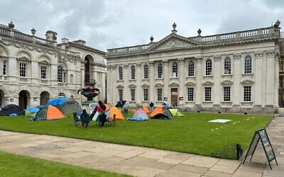 An encampment protest over the Gaza conflict on the grounds of Cambridge University (Sam Russell/ PA) (PA Wire)