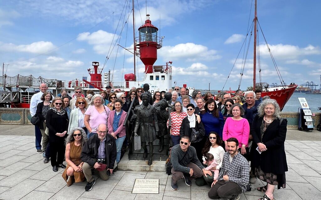 Kinder decendants gather at Harwich monument. Pic: AJR