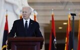 U.S. President Joe Biden speaks during the U.S. Holocaust Memorial Museum's Annual Days of Remembrance ceremony at the U.S. Capitol, May 7, 2024. (Anna Moneymaker/Getty Images)
