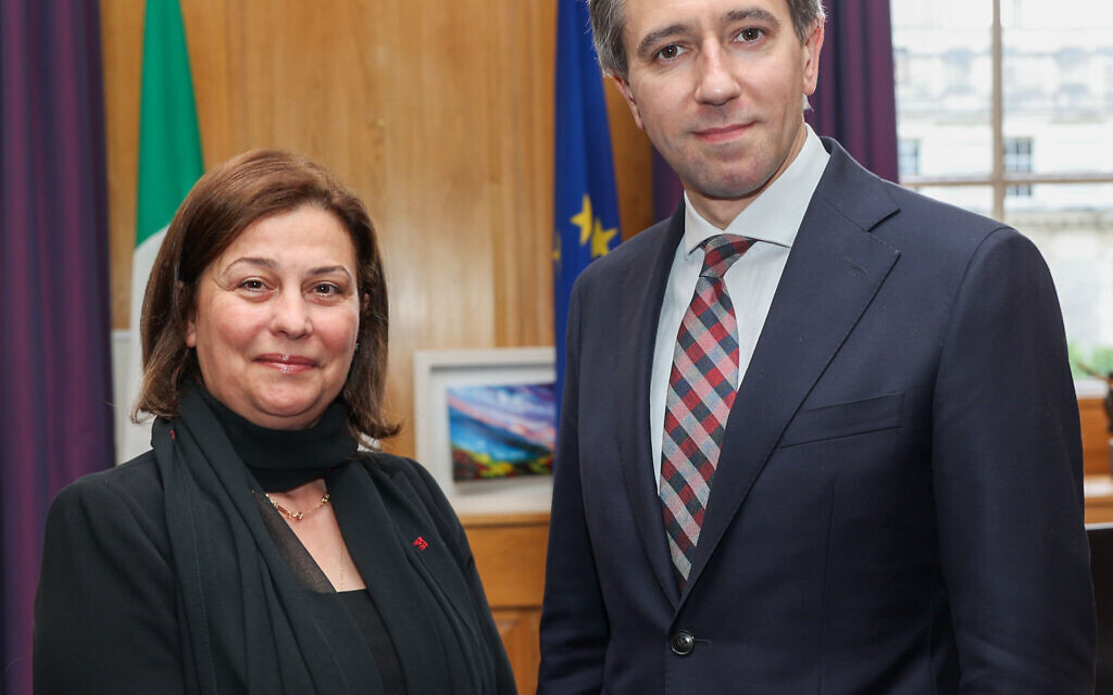 Taoiseach Simon Harris meeting with Palestinian Ambassador to Ireland, Jilan Wahba Abdalmajid, following Ireland's recognition of the State of Palestine