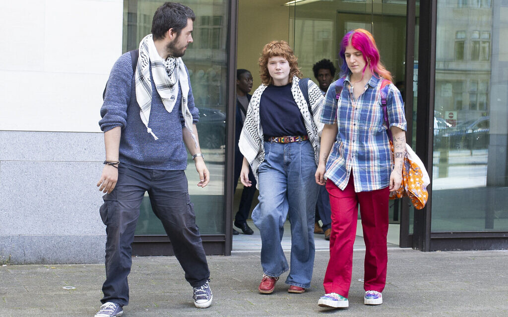(left to right) Daniel Formentin, Leonorah Ward and Zosia Lewis leave Westminster Magistrates' Court, central London, where they were found guilty of public order offences after a demonstration outside the house of Sir Keir Starmer. Picture date: Wednesday June 19, 2024. PA photo. See PA story COURTS Starmer. Photo credit should read: Charlotte Coney/PA Wire
