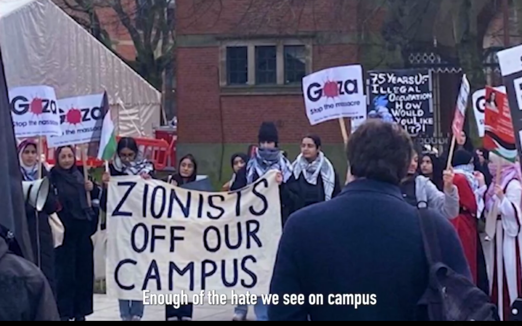 SA UK campus protest in June 2024. Screenshot: YouTube UJS