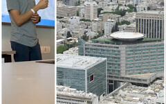 Yoni, left, his identity hidden, speaking at Ichilov Hospital in Tel Aviv Yoni, left, his identity hidden, speaking at Ichilov Hospital in Tel Aviv