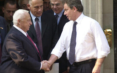 Then prime minister Tony Blair (right) with then Israeli prime minister, Ariel Sharon, outside Downing Street.
