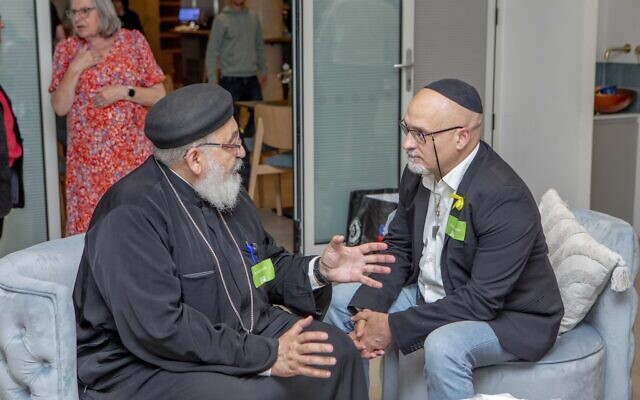 Father John Habib in conversation with Rabbi Andrea Zanardo. Pic: Sophie Sheinwald