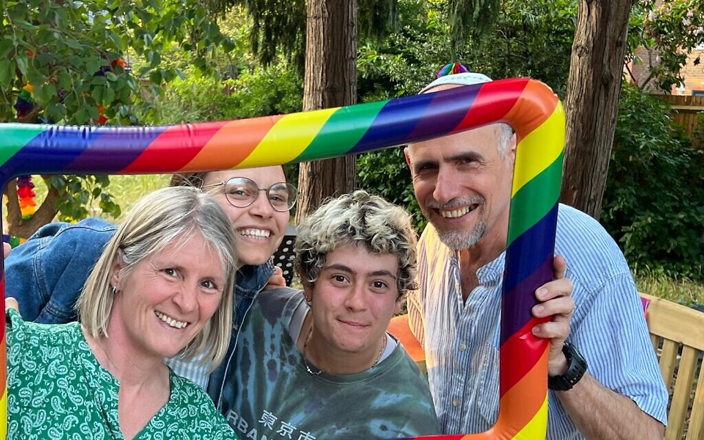 Rabbi Kath (left) with members of her community on Pride Shabbat