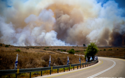 Hezbollah rockets sparking fires in northern Israel. July 4 2024. Courtesy: Army Radio Israel/X