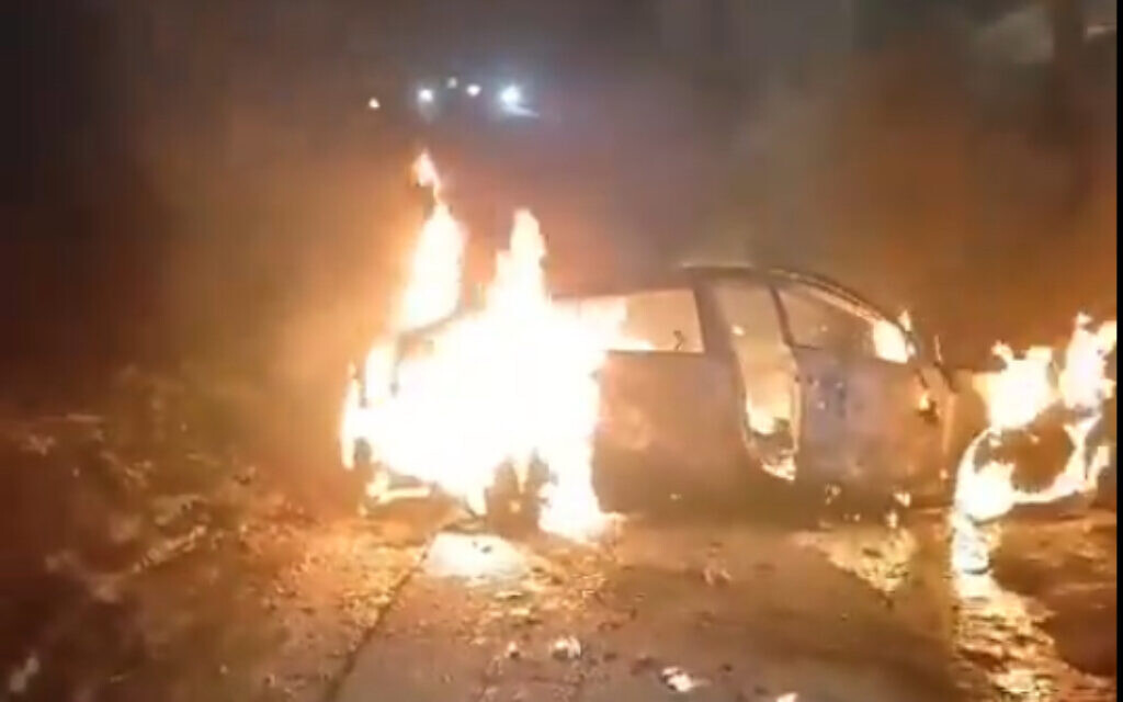 Cars are set ablaze during Jit attack