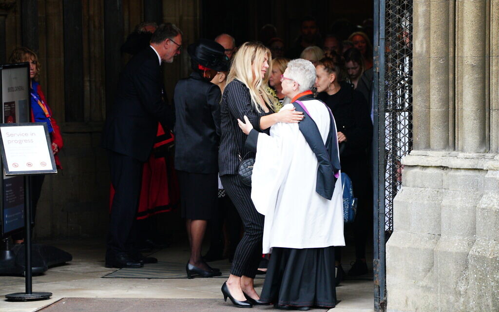 Louise Kirby leaves Bristol Cathedral following a memorial service for her cousin, James Kirby, 47, the British aid worker, who was one of seven World Central Kitchen (WCK) workers killed in an Israeli air strike in Gaza on April 1.