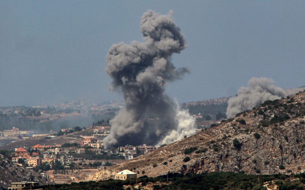 Smoke from heavy Israeli air raids billows from the southern Lebanese village of Arab Salim, powerful air attacks were launched by Israel across much of southern Lebanon. Lebanese Health Ministry said 182 people were killed and more than 700 wounded in what would be the deadliest day in Lebanon since the conflict started in October.