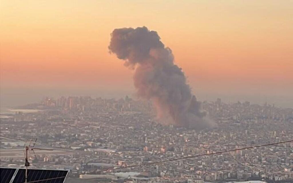 Airstrike on Hezbollah's main headquarters in Beirut, aimed at Hezbollah leader Hassan Nasrallah.