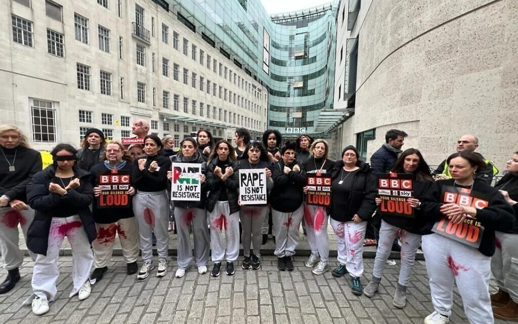 7/10 Human Chain protesting outside the BBC.