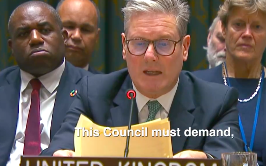 Keir Starmer speaks at the UN General Assembly in New York