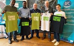 The Centre for Reconcilliaiton's Subash Chellaiah, Casmir Maazure and Rev Steve Holt with Mayor Alan Briggs and Mitzvah Day's Laurie Shone