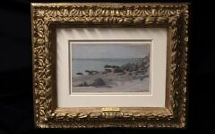 Claude Monet's pastel on paper, "Bord de Mer,” dated about 1865 and which was stolen from the Parlagi family in 1940 by the Nazis in Austria, is seen after its recovery by the FBI’s Art Crime Team. (FBI).