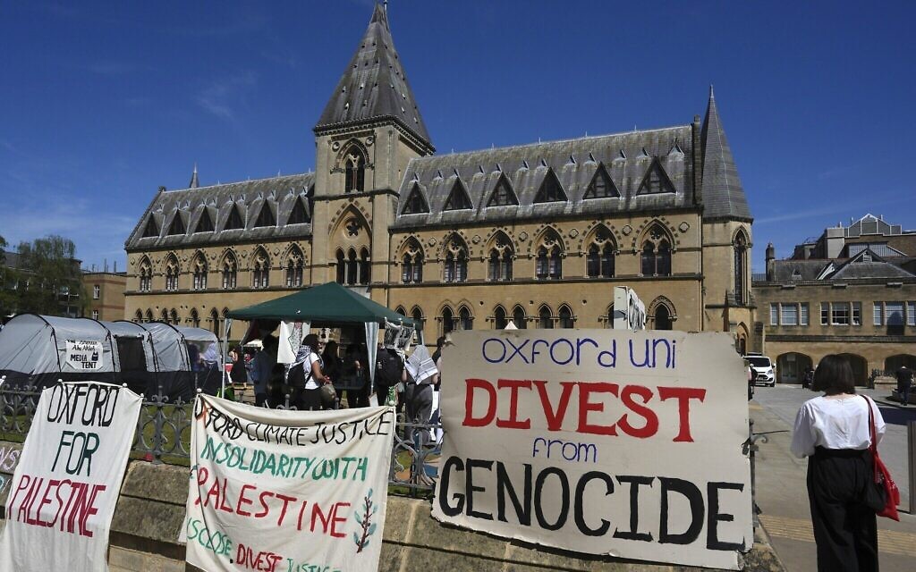 Pro-Palestinians camp outside the Pitt Rivers Museum at Oxford