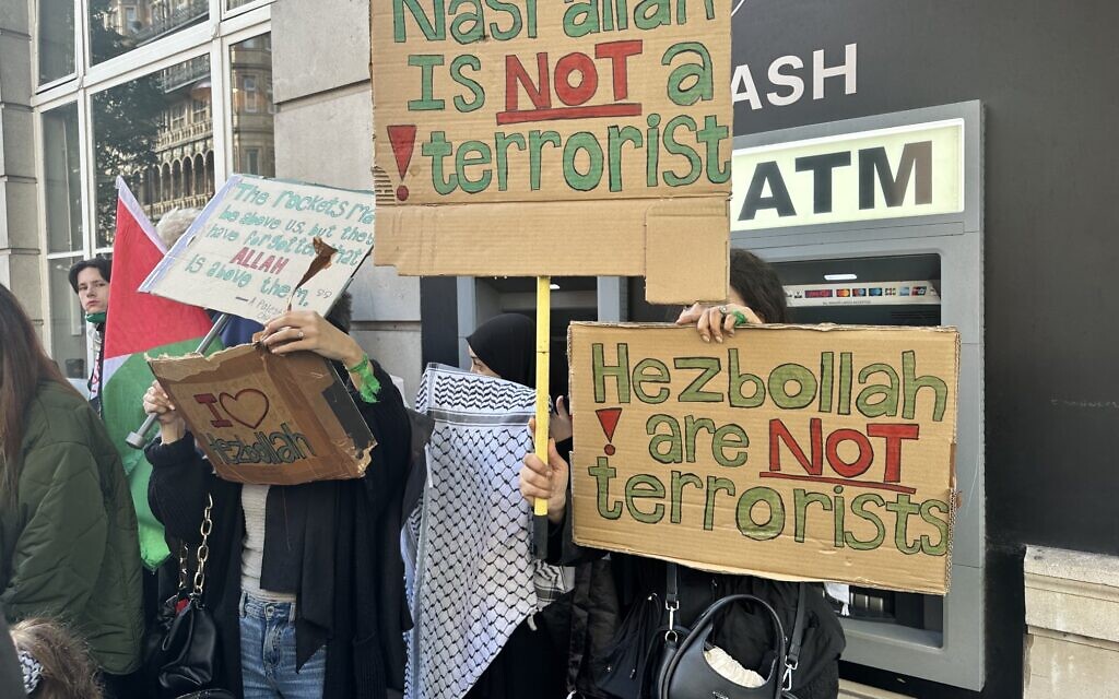 Pro-Hezbollah support at Palestine demo in central London
