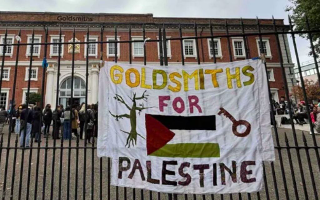 A banner outside Goldsmiths College. Picture: Ella Smith/East London Lines