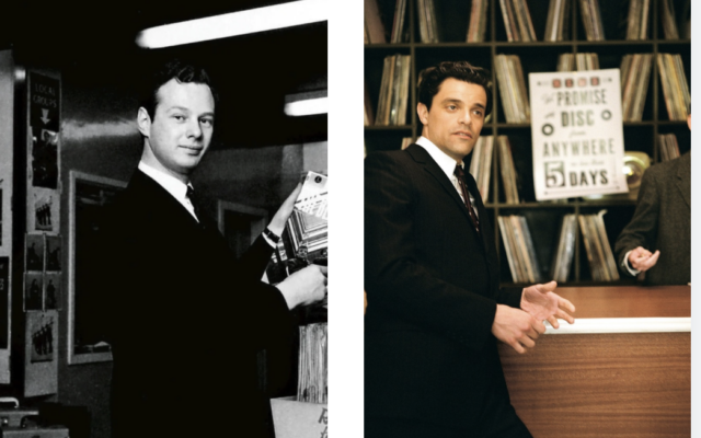 Brian Epstein at NEMS in Liverpool and Jacob Fortune-Lloyd as Epstein in the new film Midas Man