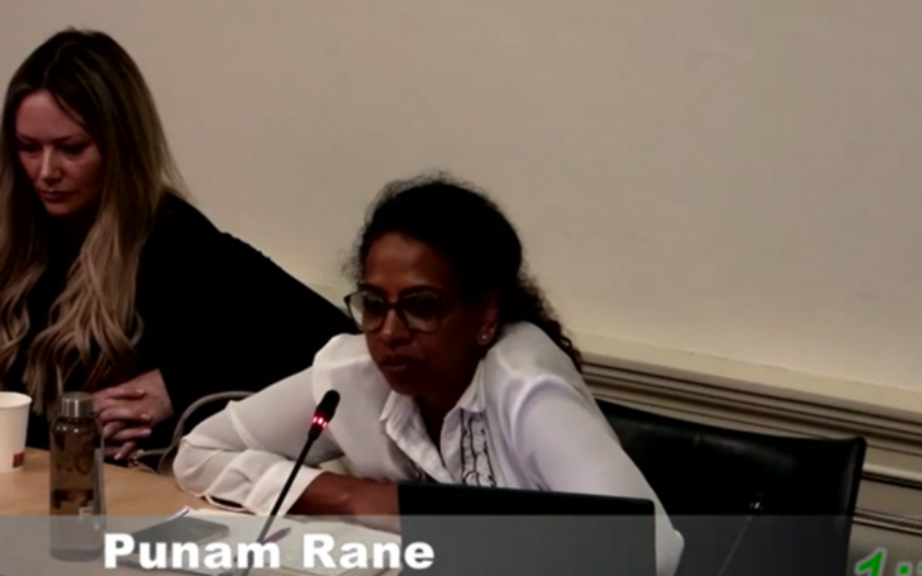 Punam Rane making her racist remark.