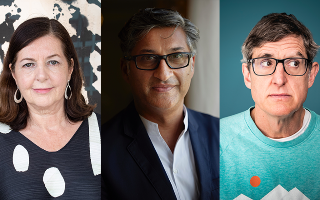 Asif Kapadia (centre) made a Patron of the Grierson Trust, along with Louis Theroux (right) and Dorothy Byrne (left)
