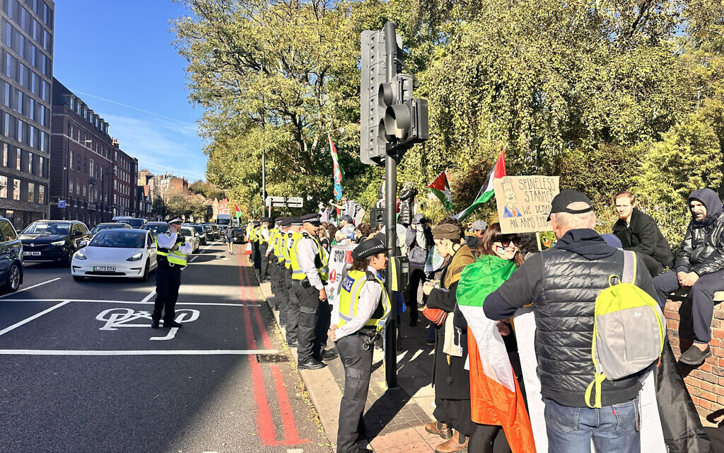 Police eventually moved pro-Palestine demo across the road from JW3