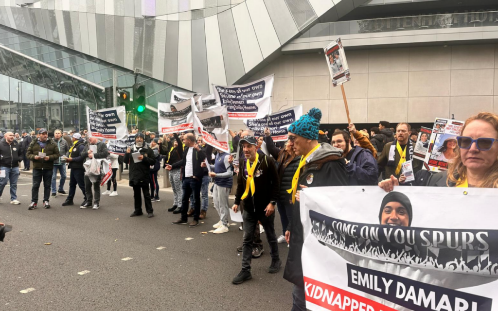 A vigil outside the Spurs ground to raise awareness among fans and call for Emily’s release.