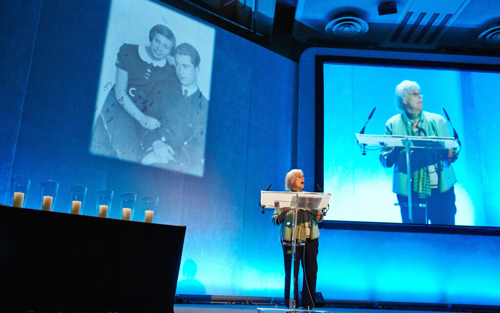 Holocaust survivor Kitty Hart-Moxon (pictured) speaks at a Holocaust Memorial Day UK Commemoration event held in London