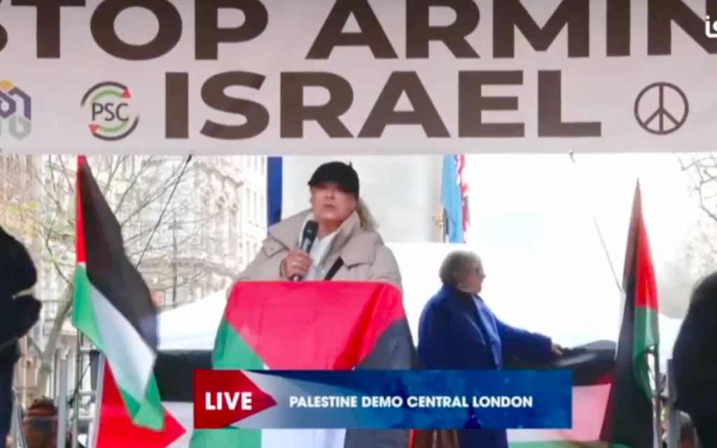 Kim Johnson speaks at PSC rally in central London