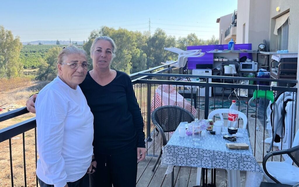 Miri Ben Shaanan (left) and Shani Atsmon (right) are among some 100 Kiryat Shmona evacuees living at the Yarden Boutique Hotel near Yesod Hamaala. (Uriel Heilman)