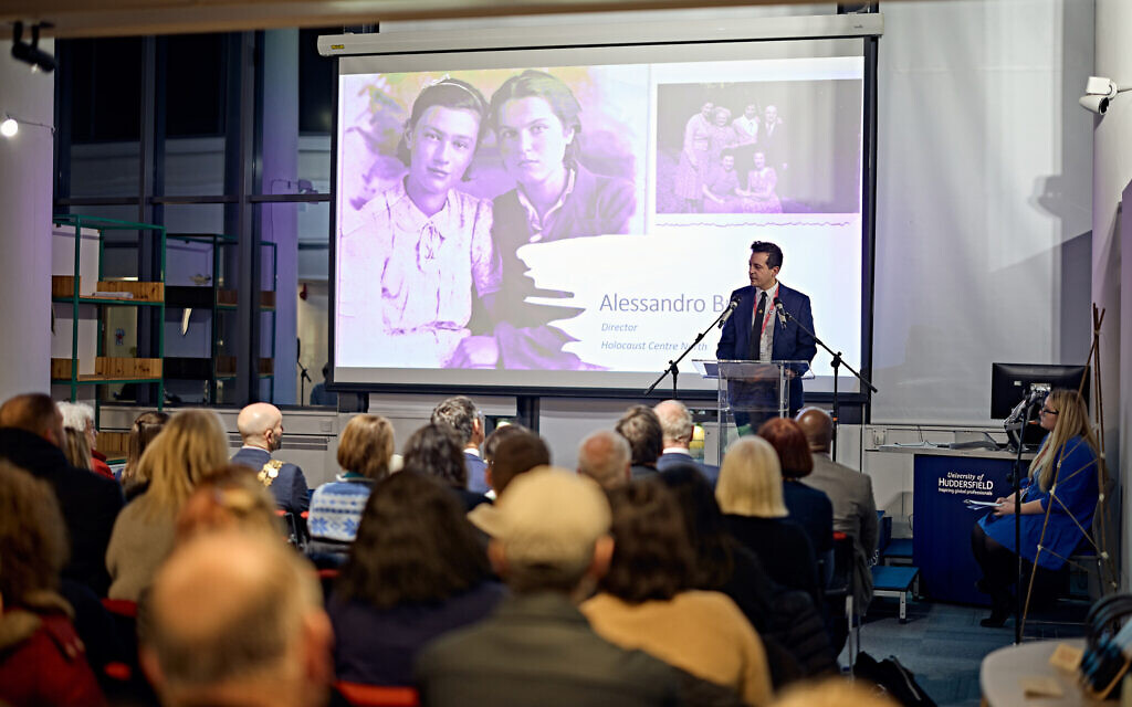 Dr Alessandro Bucci, Director of Holocaust Centre North speaking at Holocaust Memorial Day 2024