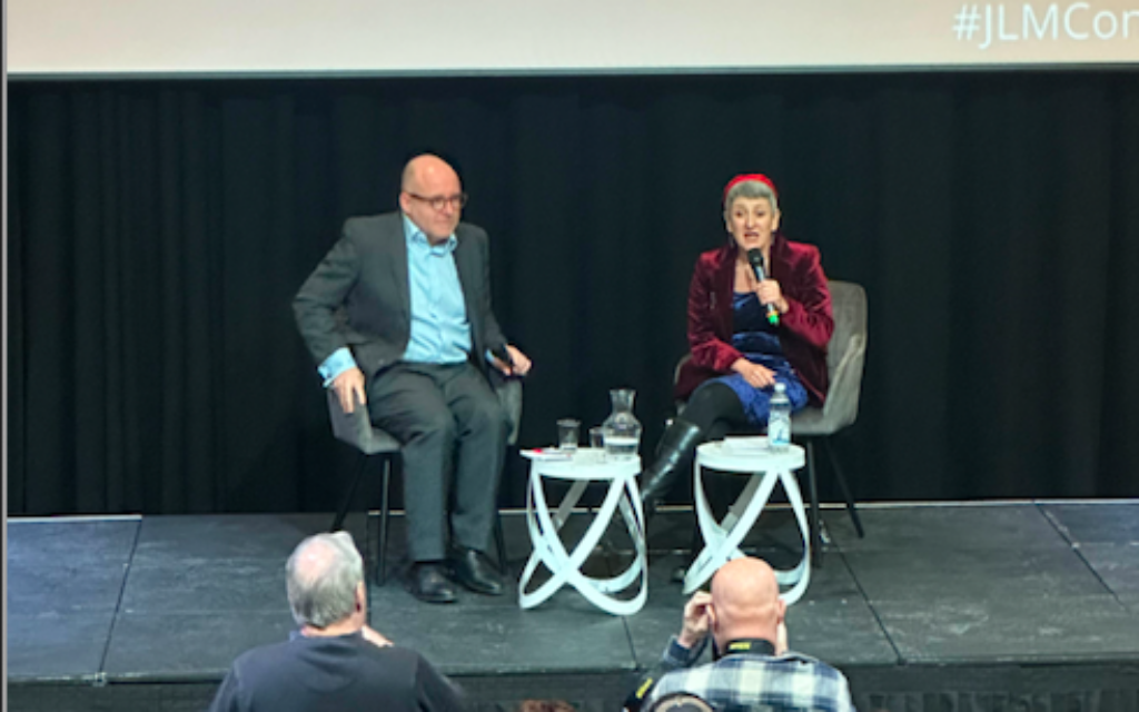 Richard Hermer KC at JLM conference with Rabbi Laura Janner-Klausner